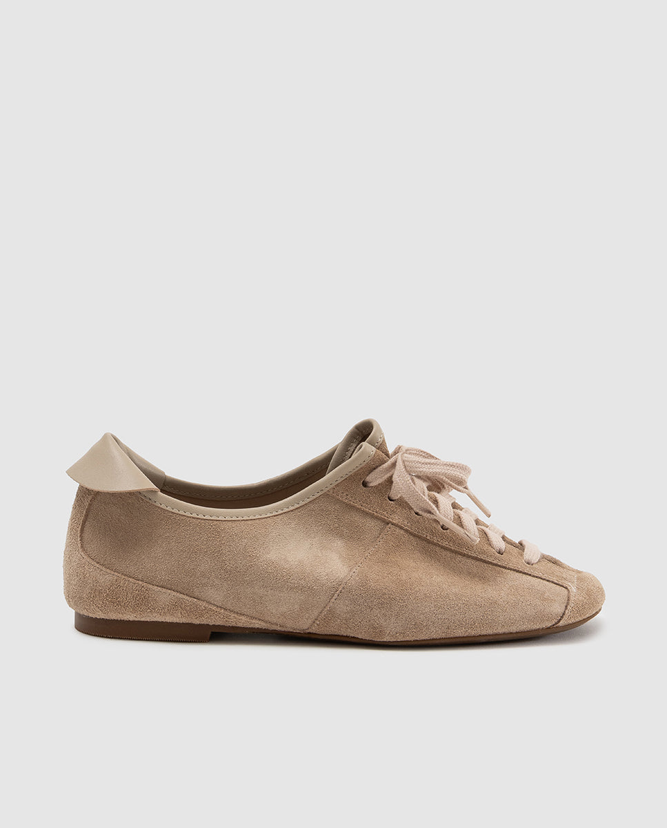 Zapato plano mujer cordones piel serraje color sabia modelo Ines Dansi 8263 5
