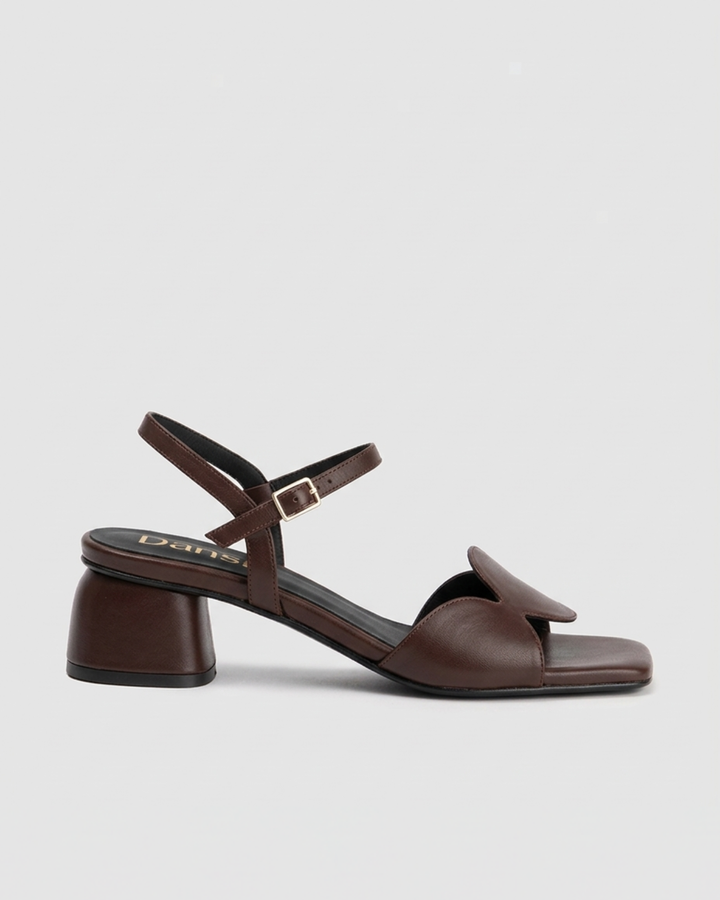 Sandalia mujer piel mestizo chocolate diseño calado punta cuadrada modelo Zoe Dansi 8360AA