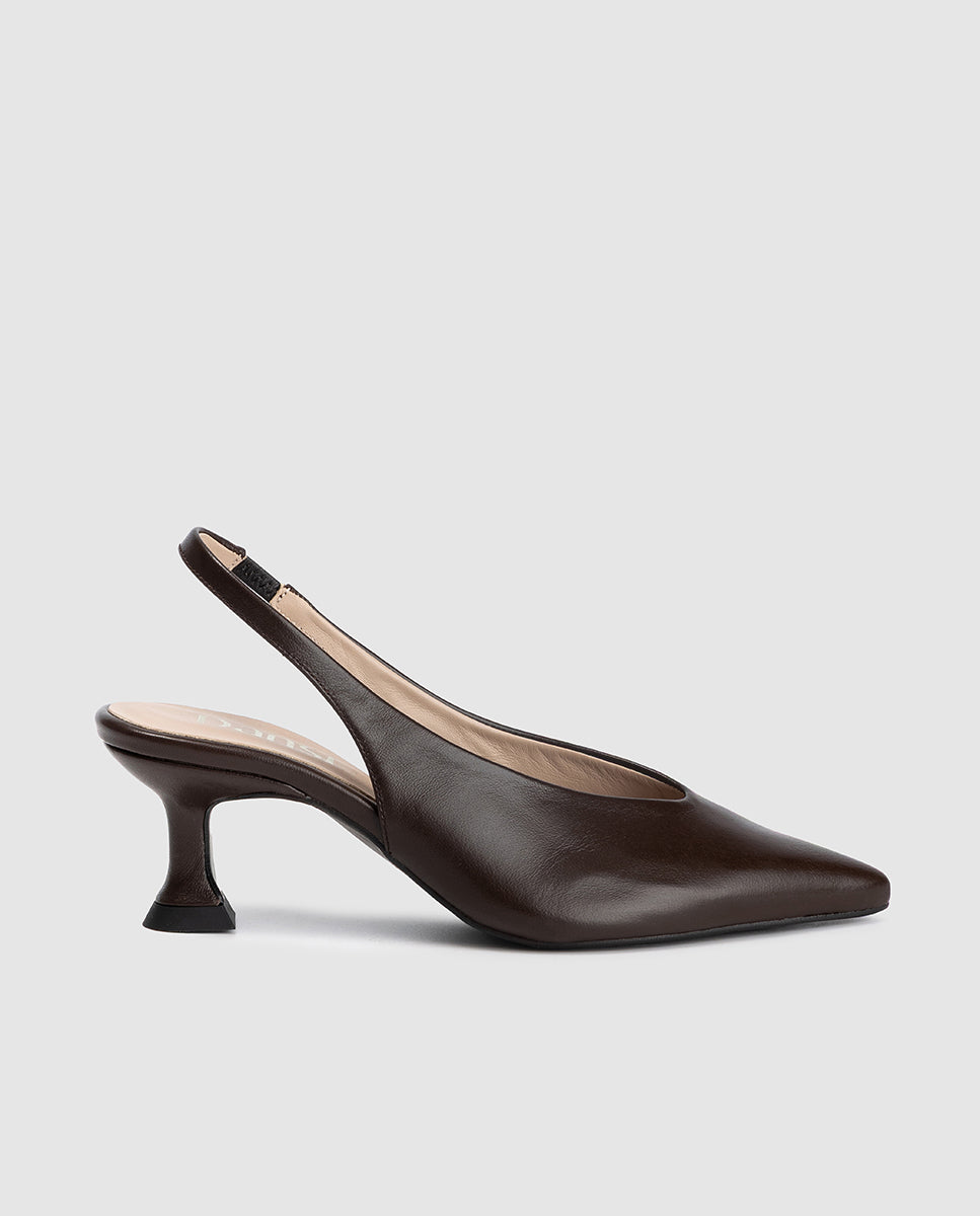 Zapato destalonado mujer piel mestizo chocolate tacon escultural modelo Carla Dansi 8413A 1