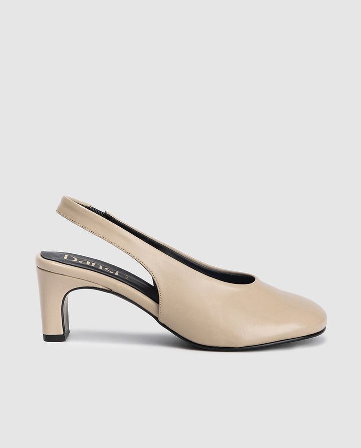 Zapato destalonado mujer piel mestizo taupe tacon bloque 5,5 cm modelo Aria Dansi 8440 1