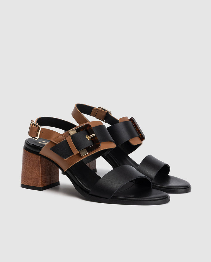 Sandalia de tacon bloque bicolor cierre hebilla Vera Dansi 8455