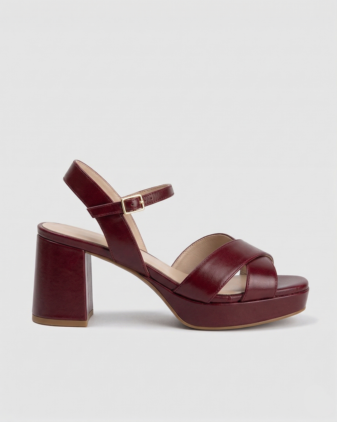 Sandalia mujer tacon bloque 6,5 cm piel mestizo hermes plataforma modelo Vega Dansi