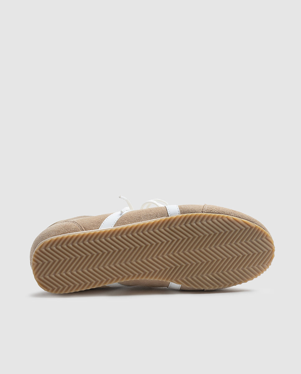 suela zapatilla de mujer edicion capsula piel serraje arena bandas blancas Dansi SNEAKER2