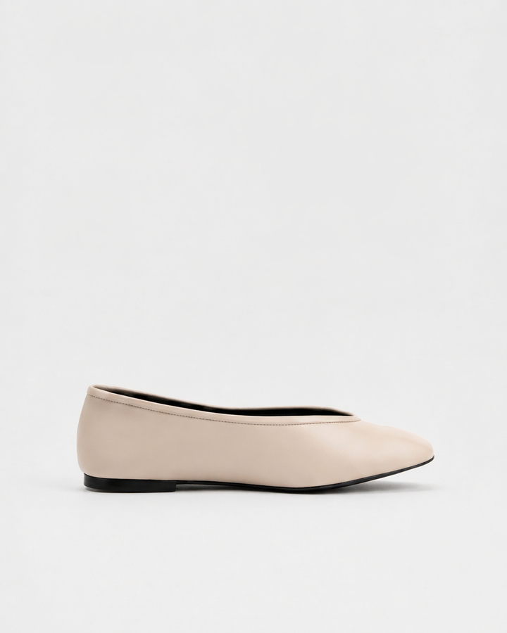 Zapato plano taupe piel Made in Spain