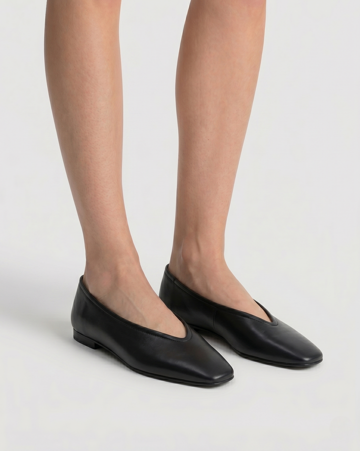 Zapato plano mujer piel mestizo color negro escote alto modelo Nellie Dansi